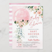 Invitation C'est un Baby shower Eucalyptus rose Fille (Devant / Derrière)