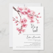 Invitation C'est un Baby shower Fleur Rose Fille (Devant)