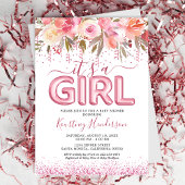 Invitation C'est un Baby shower Fleur Rose Fille