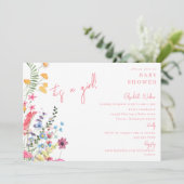 Invitation C'est un Baby shower Fleur sauvage de filles dansa (Debout devant)