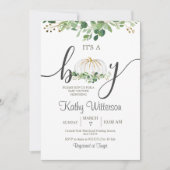 Invitation C'est un Baby shower Floral Citrouille Boy (Devant)