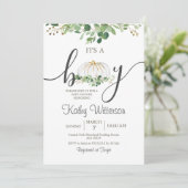 Invitation C'est un Baby shower Floral Citrouille Boy (Debout devant)