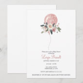 Invitation C'est un baby shower floral de ballon d'aquarelle (Devant / Derrière)