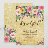 Invitation C'est un baby shower floral de parties (Devant / Derrière)