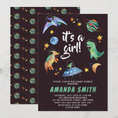 Invitation C'est un Baby shower Galaxy Dinosaure de l'Espace  (Devant / Derrière)