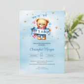 Invitation C'est un baby shower garçon (Debout devant)