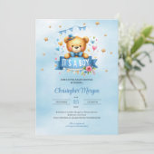 Invitation C'est un baby shower garçon (Debout devant)