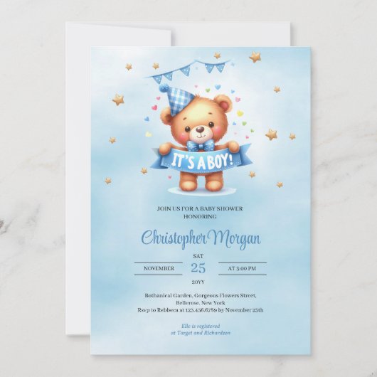Invitation C'est un baby shower garçon (Devant)