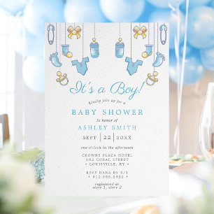Invitation C'est Un Baby shower Garçon Bleu.