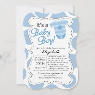 Invitation C'est un Baby shower Garçon Bleu Baby Bodysuit Boy