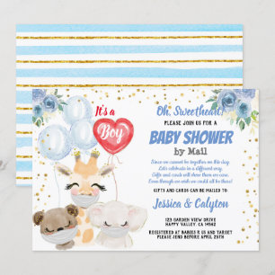 Invitation C'est un Baby shower garçon par mail mignon Animau