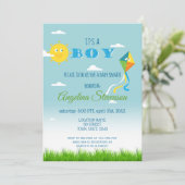 Invitation C'est un Baby shower garçon Sun Kite mignon printe (Debout devant)