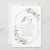 Invitation C'est un Baby shower géométrique Boy Greenery Gold (Devant)