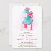 Invitation C'est un Baby shower Girl Cute Dinosaur (Devant)
