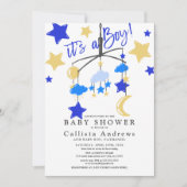 Invitation C'est un Baby shower mobile pour bébé Lune Stars (Devant)