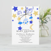 Invitation C'est un Baby shower mobile pour bébé Lune Stars (Debout devant)