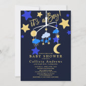 Invitation C'est un Baby shower mobile pour bébé Lune Stars (Devant)
