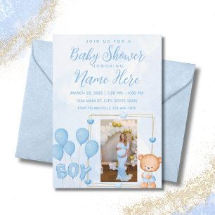 Invitation C'est un Baby shower photo personnalisé Boy Blue G