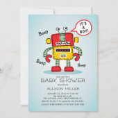 Invitation C'est un Baby shower robotique pour garçon (Devant)