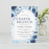 Invitation C'est un Baby shower Rose bleu garçon Brunch (Debout devant)