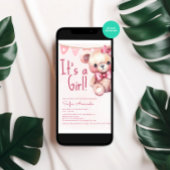 Invitation C'est un Baby shower rose de fille Teddy Bear