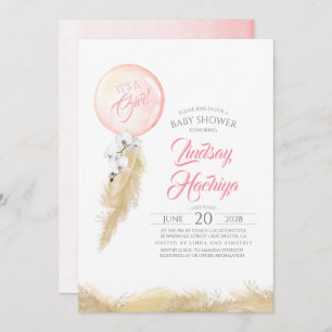 Invitation C'est un Baby shower rose en granit de Pampas