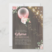 Invitation C'est un Baby shower rustique de ballons d'or rose (Devant)