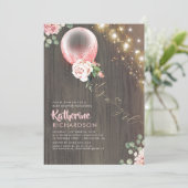 Invitation C'est un Baby shower rustique de ballons d'or rose (Debout devant)