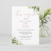 Invitation C'Est Un Baby shower Verdoyant Rose Dusty (Debout devant)