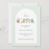 Invitation C'est un Baby shower vert doux floral (Devant)