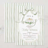Invitation C'est un Baby shower vert Dusty Citrouille (Devant / Derrière)