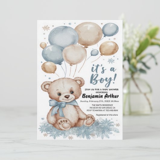 Invitation C'est un bébé bébé garçon douche (Debout devant)