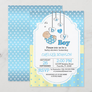 Invitation C'est un bébé garçon Bébé bleu mignon