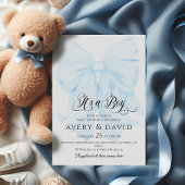 Invitation C'est un Boy Blue Bow Moderne Baby shower élégant