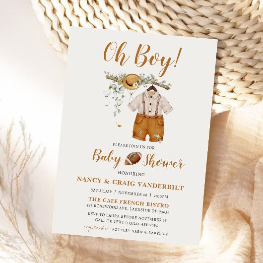 Invitation C'est un Boy Boho Football Baby shower d'aquarelle