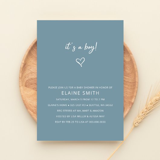 Invitation C'est un Boy Cute Blue Modern Boy Baby shower