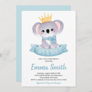 Invitation C'est un Boy Cute Koala Watercolor Baby shower Inv
