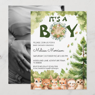 Invitation C'est Un Boy Woodland par SFD Baby Boy Shower