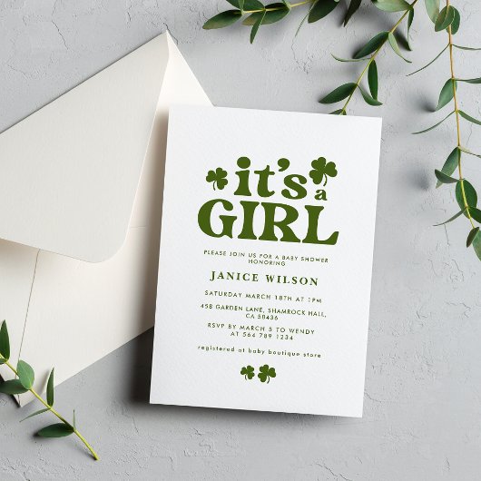 Invitation C'est un charme de fille Baby shower St. Patrick's