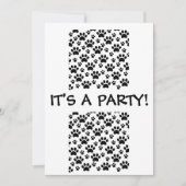 Invitation C'est un chien de fête Paw imprimé noir et blanc (Devant)