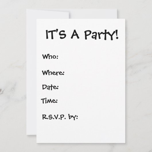 Invitation C'est un chien de fête Paw imprimé noir et blanc (Dos)