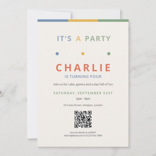 Invitation C'est un code QR d'invitation d'anniversaire pour (Devant)