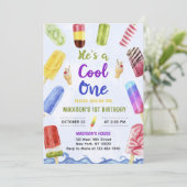 Invitation C'est un Cool One Boy Popsicle 1er anniversaire (Debout devant)