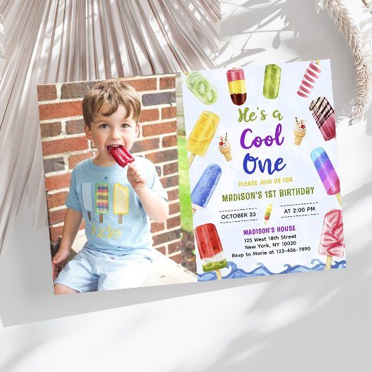 Invitation C'est un Cool Un garçon Popsicle 1er anniversaire