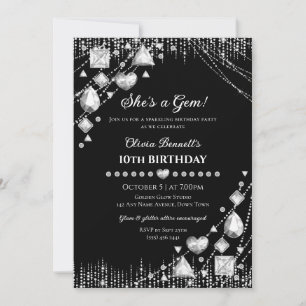 Invitation C'est un diamant gemme gemme glam anniversaire