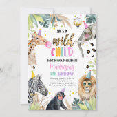 Invitation C'est un enfant sauvage Safari fête Animaux Annive (Devant)