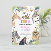 Invitation C'est un enfant sauvage Safari fête Animaux Annive (Debout devant)