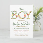 Invitation C'est un garçon alphabet floral script shower de b (Debout devant)