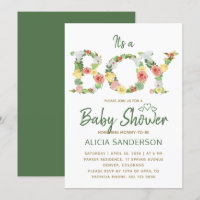 C'est un garçon alphabet floral script shower de b