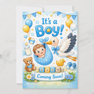 Invitation C'est un garçon - Annonce de naissance 
